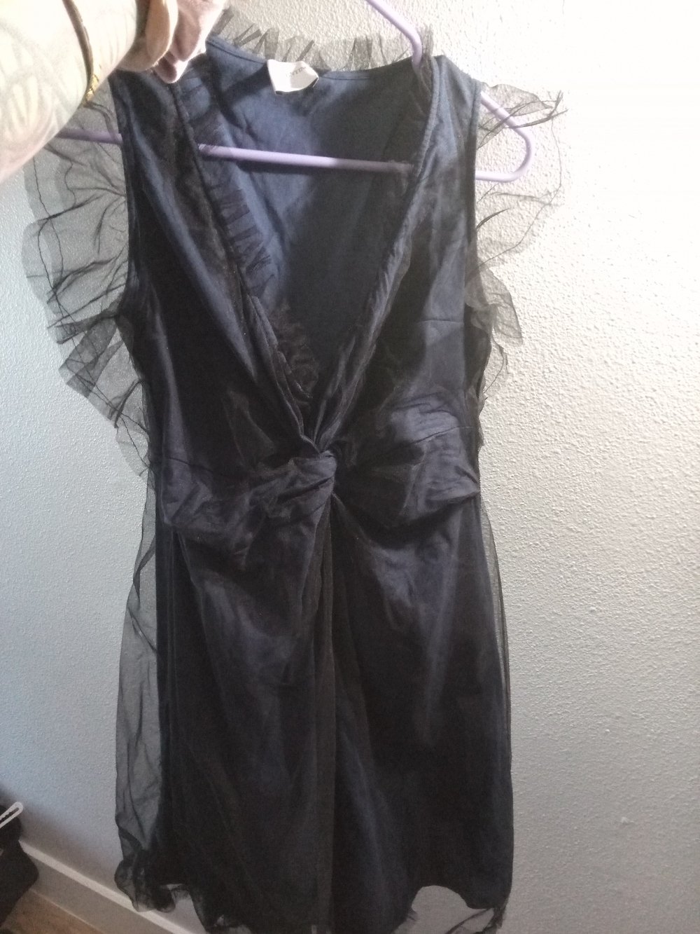 RED Valentino Sheer Black Tulle Knot Dress